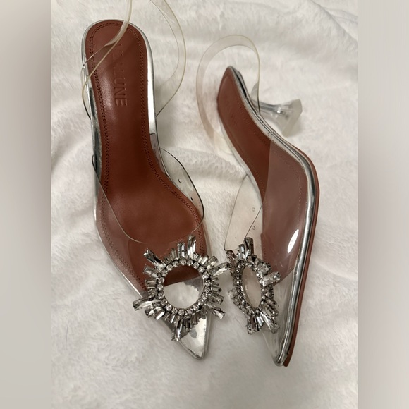 【BRAND NEW!!】US6/6.5/7 Glamorous Crystal-Embellished Clear Heels - Picture 1 of 5
